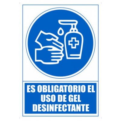 SEÑAL "OBLIGATORIO EL USO DE GEL DESINFECTANTE" 210 X 297MM PVC AZUL ARCHIVO 2000 6173-14 AZ (Espera 4 dias)